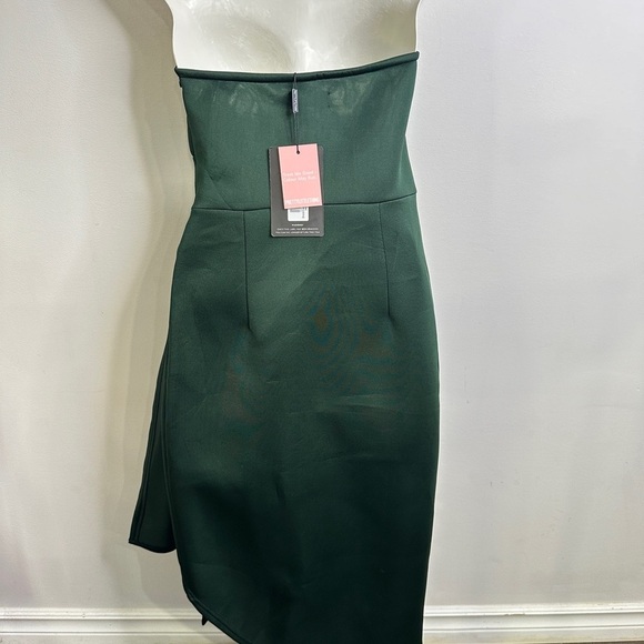 🪷 New! Pretty little thing Emerald  Green Scuba Bandeau Drape Skirt Midi Dress ❌ - Picture 6 of 13